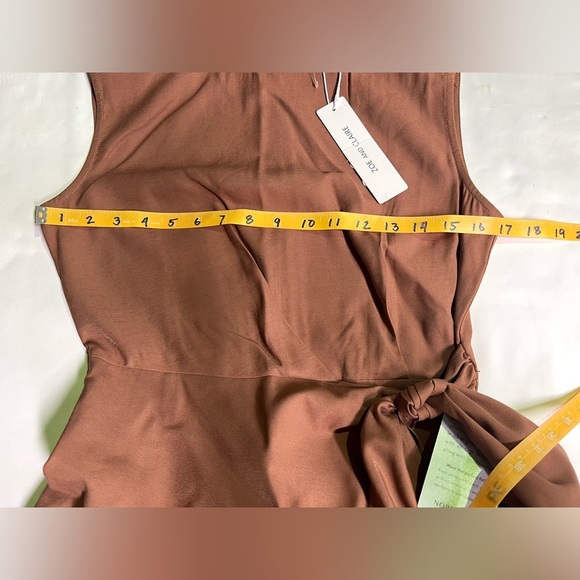 Elegant Brown Tie Waist Midi Dress Neiman Marcus - Picture 10 of 12